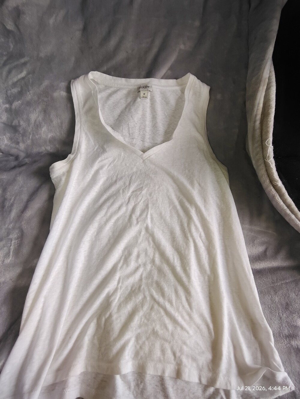 J. Crew White V-Neck Sleeveless Tank